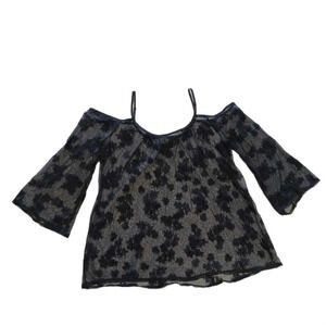 Torrid Black Sheer Lace Embroidered Cold Shoulder  Blouse Size 2
